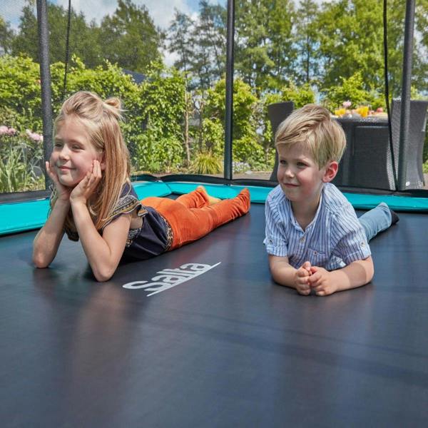 10ft x 7ft Salta Green Rectangular Comfort Edition Inground Trampoline with Enclosure