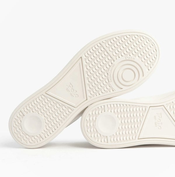 Polo Ralph Lauren Mens Heritage Court II Leather Trainer Off White/Blue