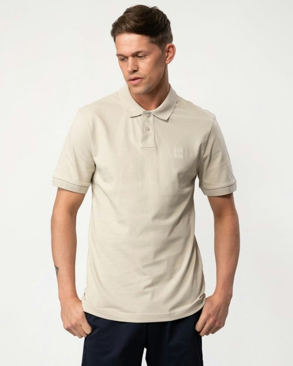 BOSS Orange Passenger Mens Stretch-Cotton Slim-Fit Polo Shirt with Logo Patch - Light Beige 271