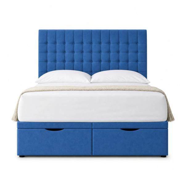 Great British Beds Victoria Divan Ottoman Bed - Blue Plush