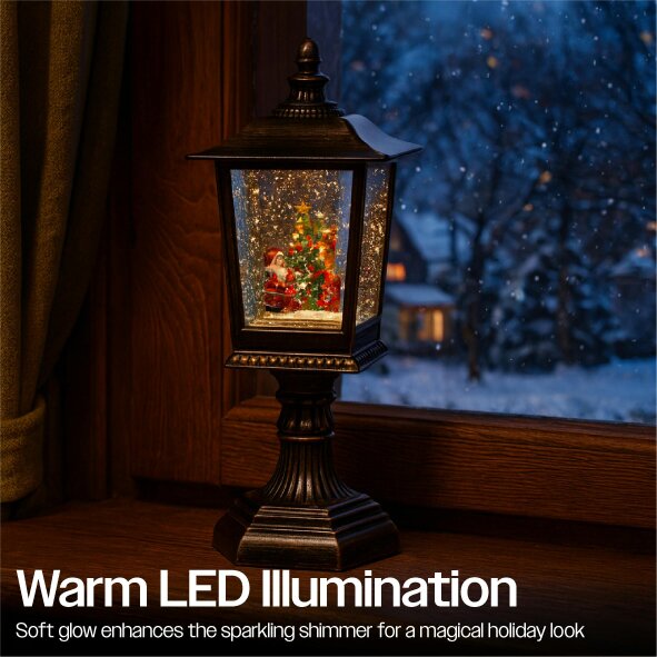 Scotts of Stow Xmas Haus Snow Festive Christmas Swirl Glitter LED Lantern