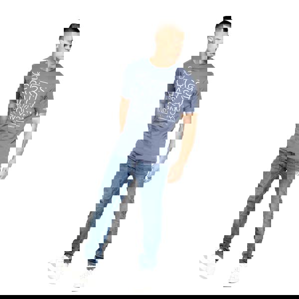 Crosshatch Mens Bestforth T-Shirt (Pack of 2) - Black/Blue - 