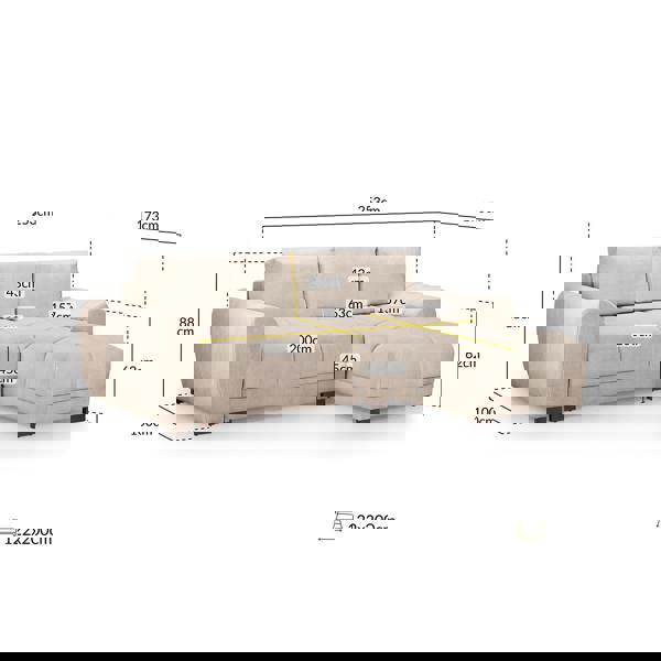 Furnishings For Less Zura Plush Velvet Large 3 Seater L Shaped Universal Corner Sofa Bed