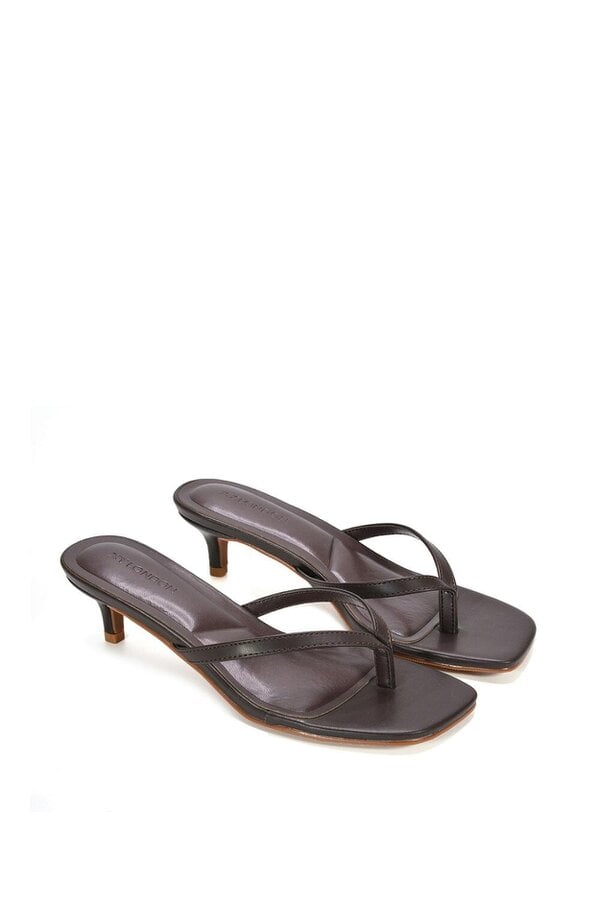 XY LONDON Slip On Flip Flop Kitten Heel Mule Heeled Sandals