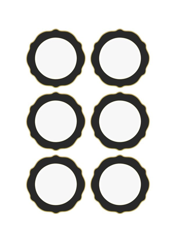 Rozi Jaswely Collection Porcelain Side Plates, Set of 6 (Black)