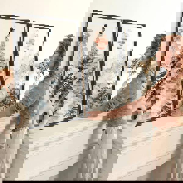 Modern Artwork For Living Room | Set of 2 Asian Inspired Wall art Prints