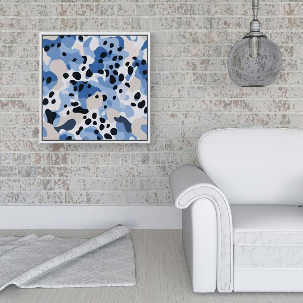 Warren Reed Blue Camouflage Pattern Framed Canvas