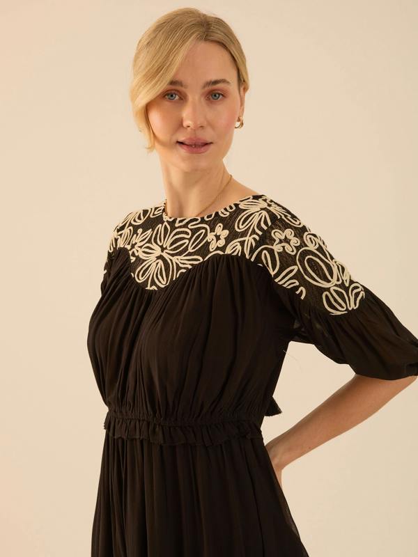 Rose & Nancy Rhea Black Lace Maxi Boho Dress