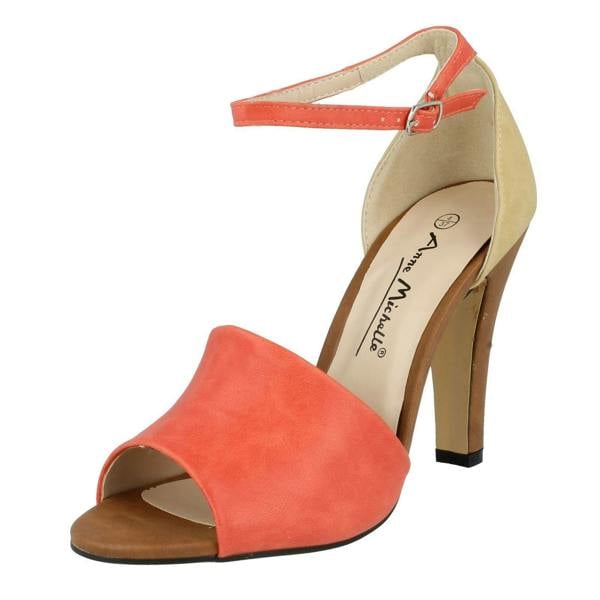 Anne Michelle Ladies Anne Michelle Ankle Strap Peep Toe Heeled Sandals