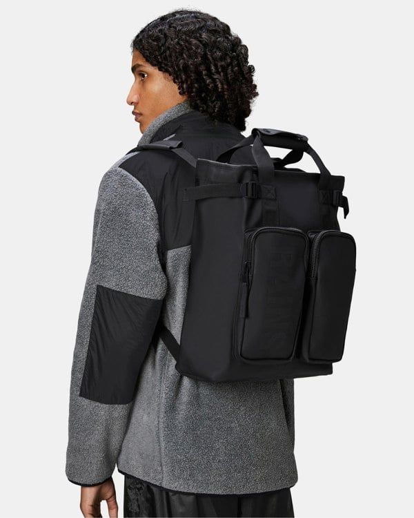 Rains Texel Tote Backpack - 01 Black - CHO - Designer Unisex Bags
