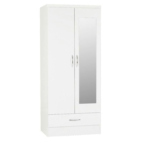 Seconique Nevada 2 Door 1 Drawer Mirrored Wardrobe