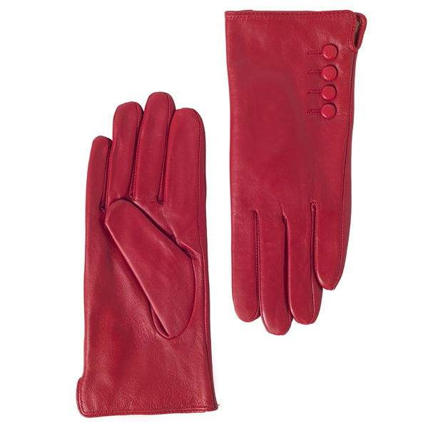Quivano Womens Leather Gloves With 4 Button Detail