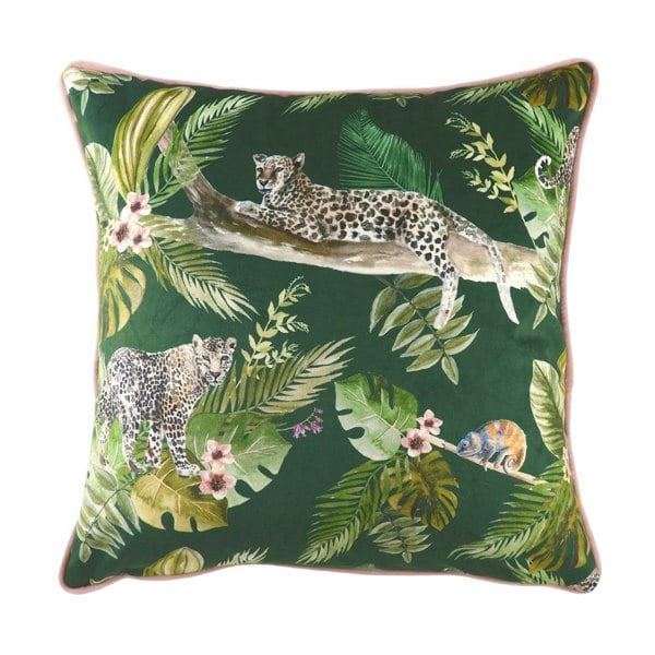 Evans Lichfield Jungle Leopard Cushion Cover - Green