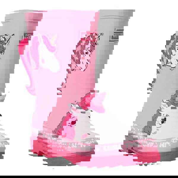 Regatta Childrens/Kids Mudplay II Luna The Unicorn Wellington Boots - Pink - 