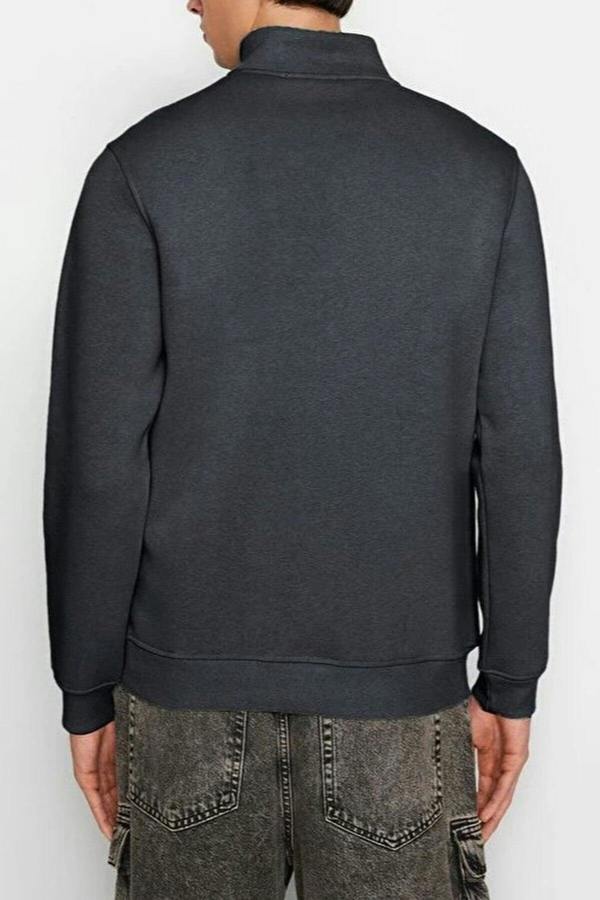 WOVCOR Stand Collar Zippered Basic Men's Sweatshirt