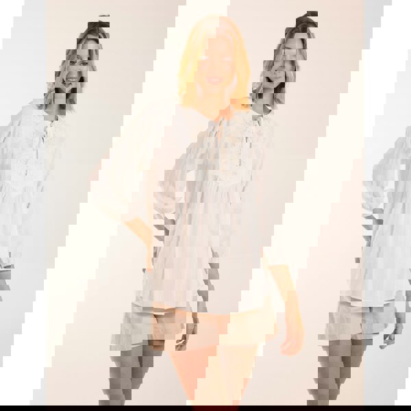 Blue Vanilla Floral Embroidered Bust Top