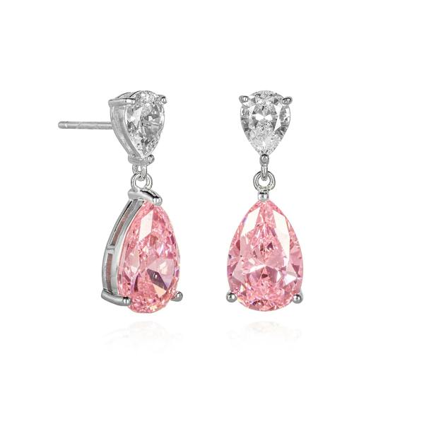 namana 925 Sterling Silver Light Pink Pear Shaped Drop Earrings For Women