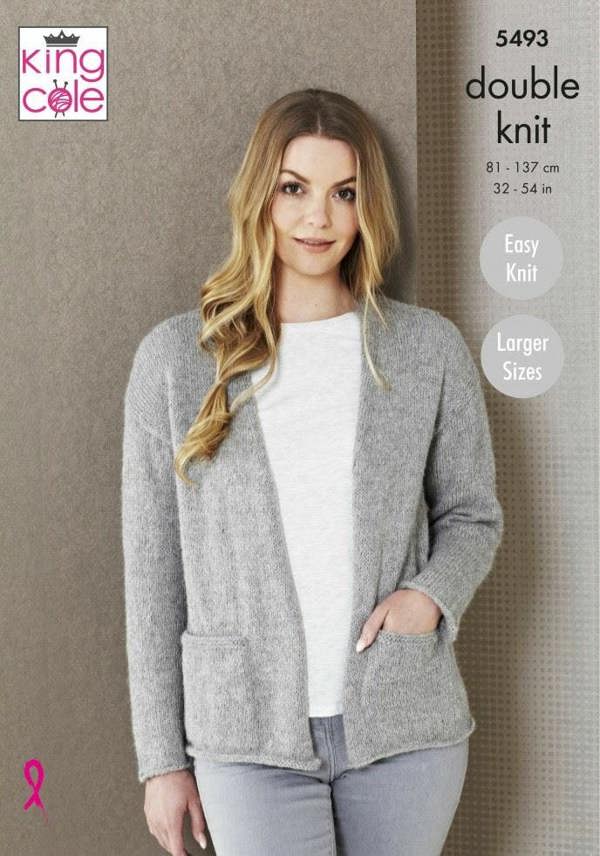King Cole Natural Alpaca DK Knitting Pattern 5493, Cardigans, Jackets for Women, 32 - 54 Inches - Easy
