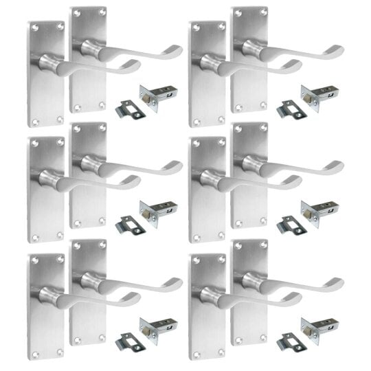 EDH Door Hardware Door Handles Satin Chrome Victorian Scroll lever Latch Modern Handles 6 Pairs +