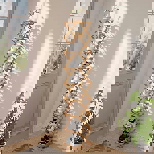 Living and Home 9/8/7/6 Tier Bamboo Folding Shoe Rack Shoe Storage Organiser