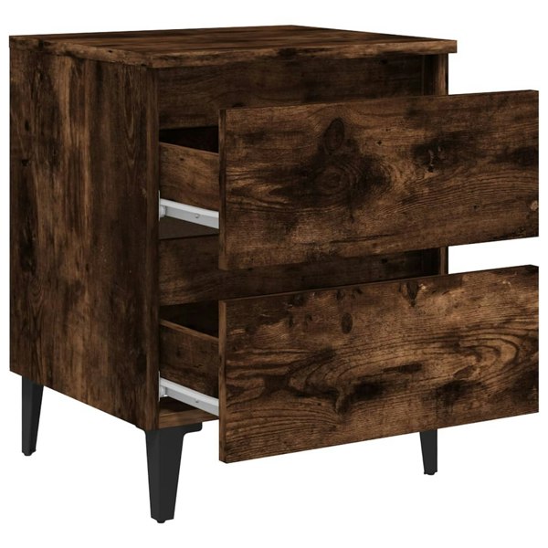 Berkfield Bed Cabinets with Metal Legs 2 pcs Smoked Oak 40x35x50 cm