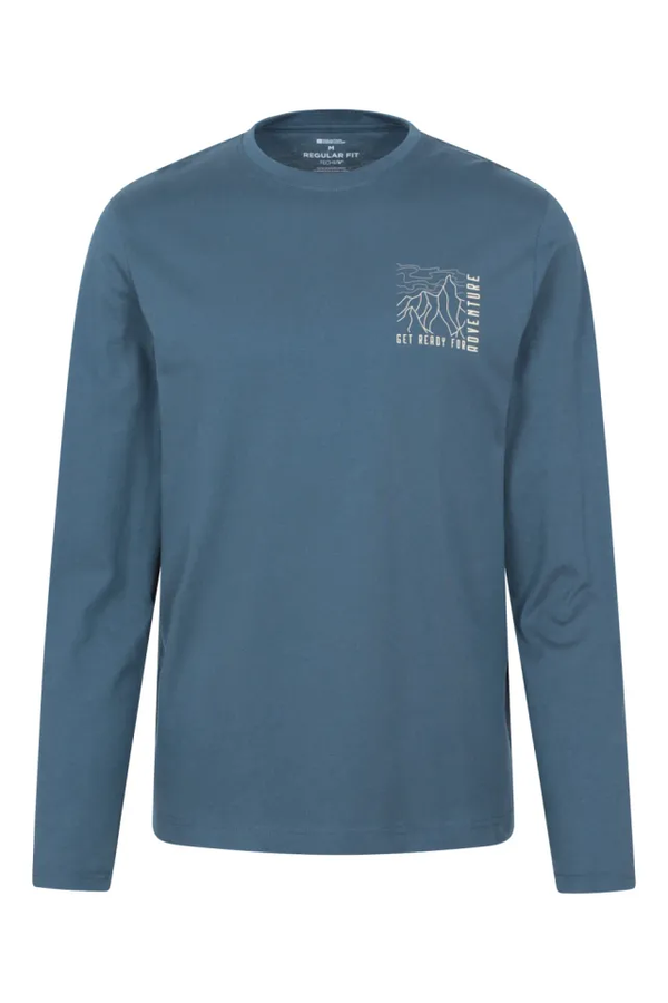 Mountain Warehouse Mens Get Ready For Adventure Long-Sleeved T-Shirt - Dark Blue