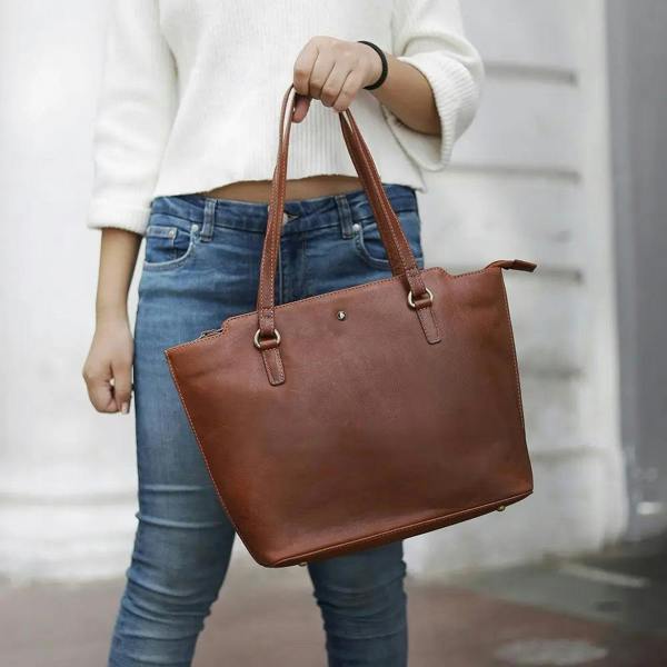 Leather Tote Bag Juliette Tuscan chestnut-7