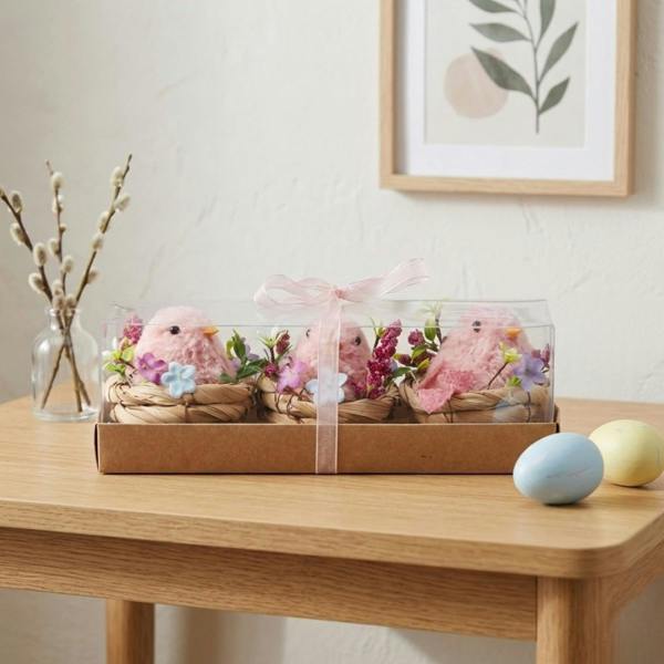 Garden Greatness Springtime Three Birds In Nests Decoration