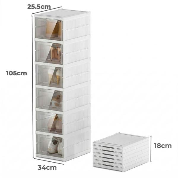 Levede Shoe Box Foldable Home Shoe Shelf Ventilated Storage Organizer 6 Pcs