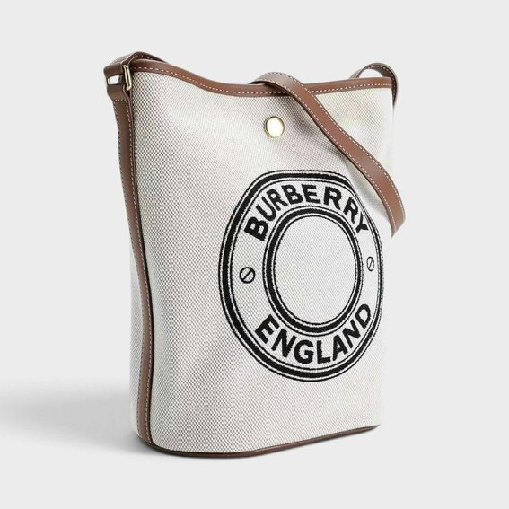 Burberry Roundel Medium Bucket Bag Dark Wheat Beige