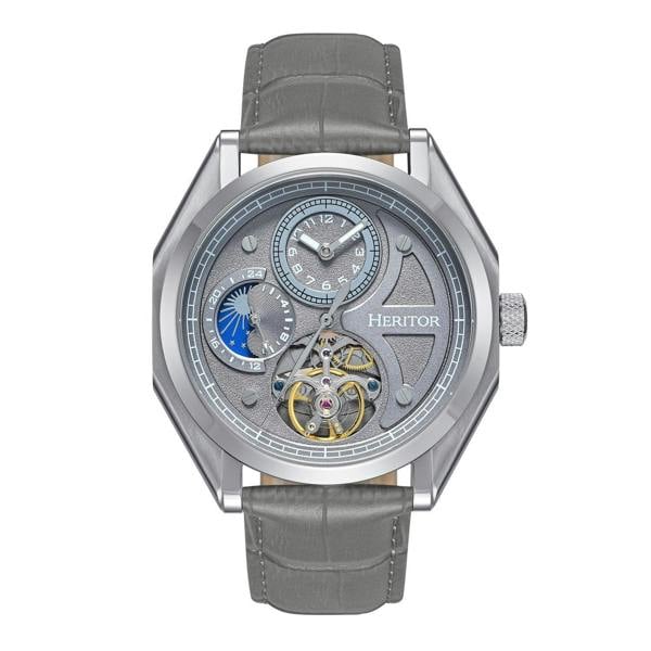 Heritor Automatic Antoni Leather-Band Watch - Silver/Grey - HERHS4304