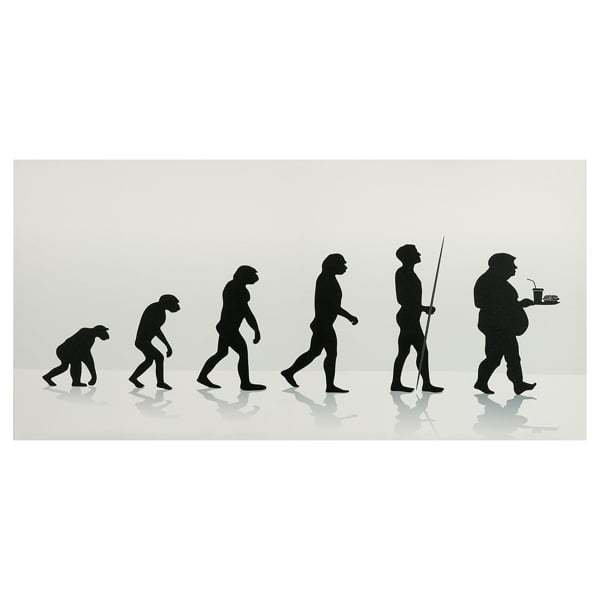 Large ‘Evolution of Man’ Canvas Print in Black and White, Stretched Canvas on Wooden Frame, 100cm Wide x 50cm High