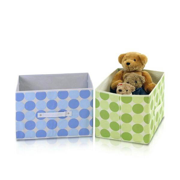 WALPLUS Laci Dot Design Non-Woven Fabric Soft Storage Organizer, Blue | High Quality Decorative Wall Design