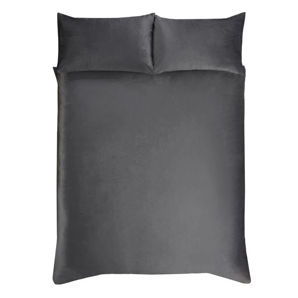 Smart Living Luxury Soft & Elegant Matte Velvet Duvet Cover Set with Pillowcases- Charcoal