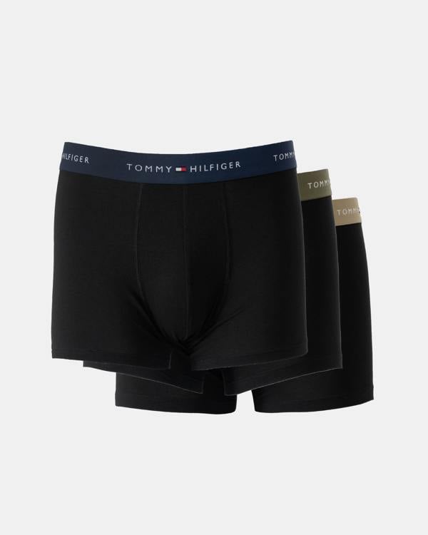 Tommy Hilfiger 3-Pack Logo Waistband Mens Trunks - Army/Blue/Navy