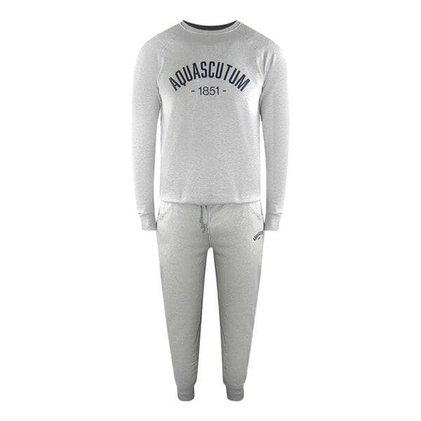 Aquascutum Mens Old School Crew Neck Tracksuit - Grey
