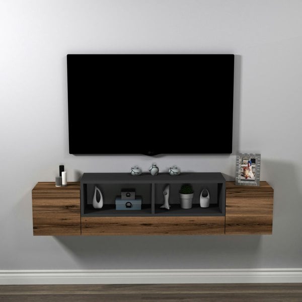 Destina Home Morica Floating TV Stand with Shelves and Cabinets