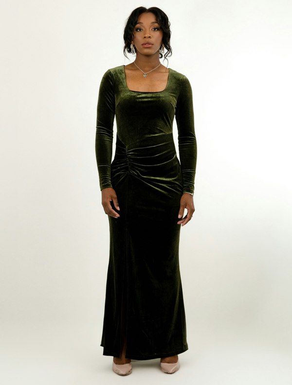 BALOU Velvet Maxi Dress - Emerald Green