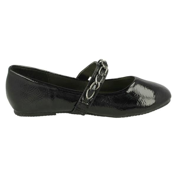 Spot On Girls Cutie Flat Shoe With Bar Chain H2198