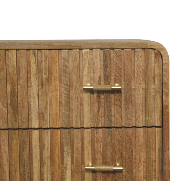 Wyld Haus Puglia Mango Wood T-bar Ridged 3 Drawer Chest