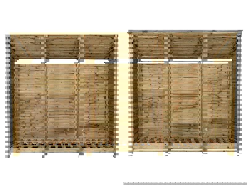 Arbor Garden Solutions Wooden Log Store (Roof Sloping Back) W-335cm, H-126cm or 180cm, D-88cm