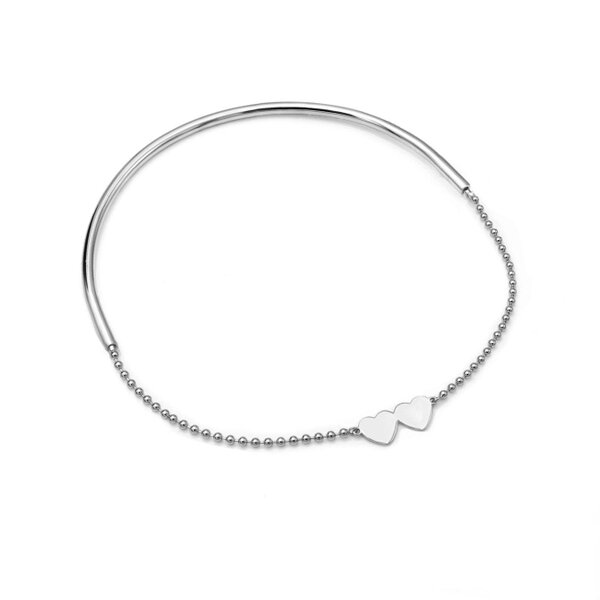 Say It With Detachable Double Heart Choker Necklace - Silver