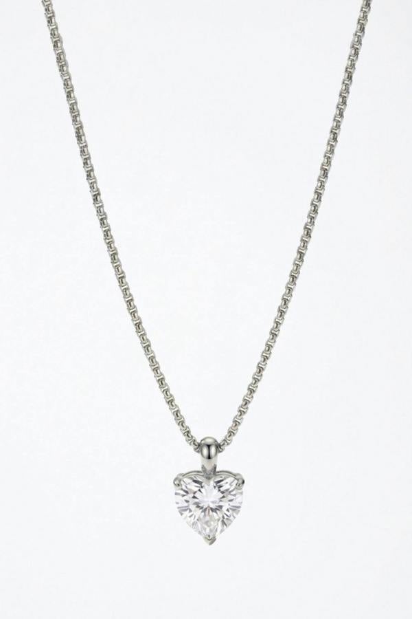 Serla Silver Diamond Heart Pendant Necklace