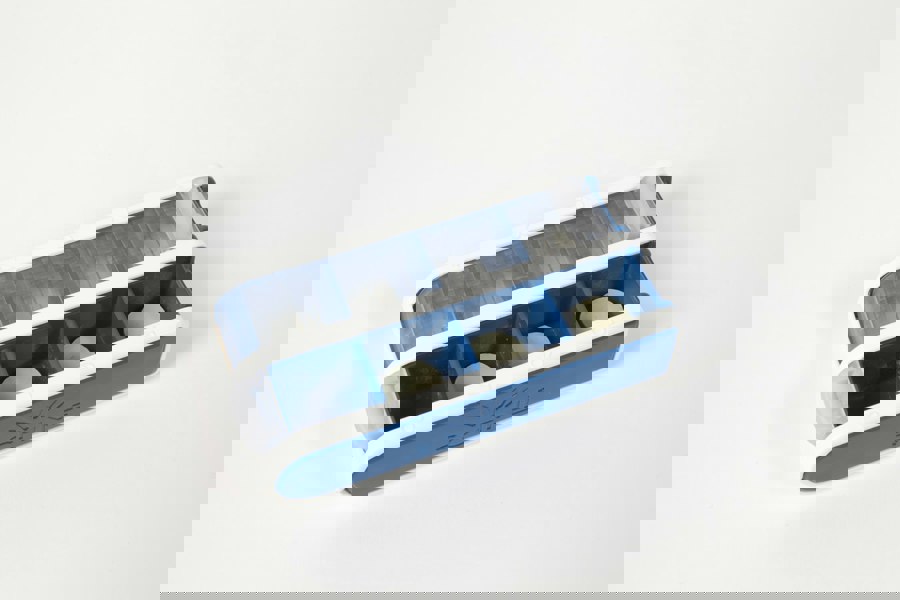 Pivotell Blue Daily & Weekly Pill Box Organiser Set - with an Innovative Easy to Open Roller Shutter