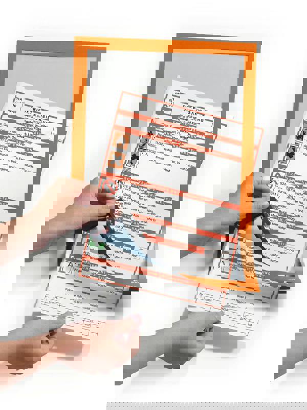 Durable DURAFRAME Self Adhesive Magnetic Signage Frame | 2 Pack | A4 Orange