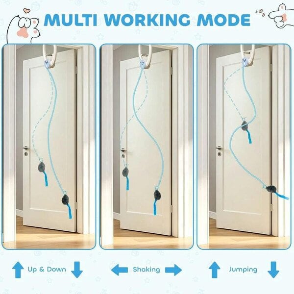 Interactive Cat Toys for Indoor Kittens & Adult USB Rechargeable Door Hanging Bouncing Mouse Teaser