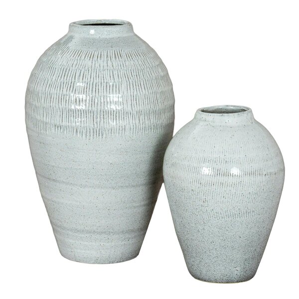 Wyld Haus Terravine Large White Olpe Ceramic Vase with Textured Finish