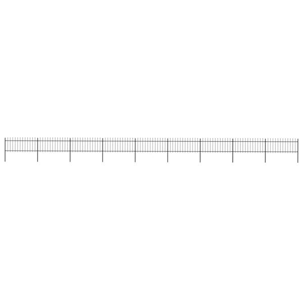 Berkfield Garden Fence with Spear Top Steel 15.3x0.8 m Black