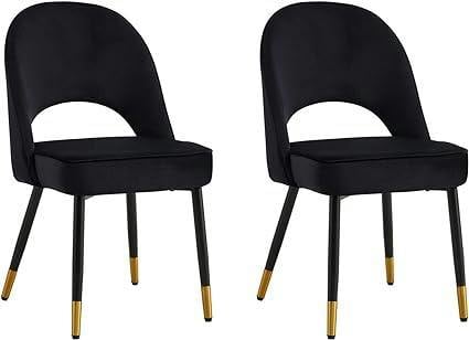 HYGRAD BUILT TO SURVIVE Padded Velvet Dining Chairs with Black Legs – Set of 2 | HYGRAD®
