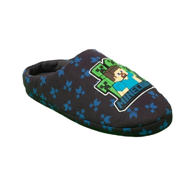 Minecraft Boys Steve And Creeper Slippers - Navy